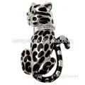 Wholesale 4.2*2.5cm Black Enamel Silver Tone Vintage Style Tiger Cat Brooch